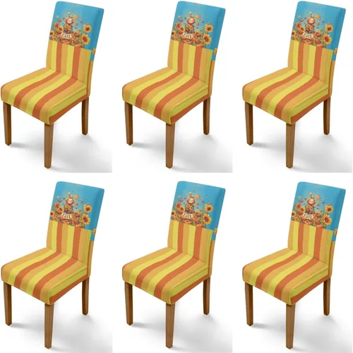 Miniatura 59 de Rnyleeg Thanksgiving Chair Covers for Living Room No Arms Turkey Pumpkin Stretch Dining Chair Covers Set of 6 Soft Washable Kitchen Chair Protector