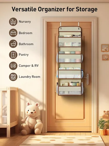 Miniatura 7 de Yecaye Organizador colgante sobre la puerta, 1 paquete, 35.2 libras de carga de juguetes de peluche, organizadores de baño a prueba de columpios
