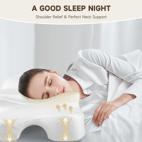 Miniatura 5 de Almohada para dormir de lado para adultos con funda de enfriamiento, almohada ergonómica de espuma viscoelástica para personas que duermen de lado