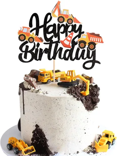 Miniatura 9 de 25 PIEZAS Decoración para Pastel de Construcción, Decoración para Pastel de Cumpleaños, Decoración de Parada, Camión Volquete, Excavadora, Tractor