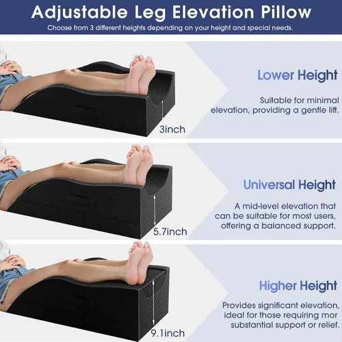 Miniatura 5 de CushZone - Almohada de pierna, almohada elevadora de pierna con almohadilla y espuma viscoelástica, almohada de apoyo de altura ajustable