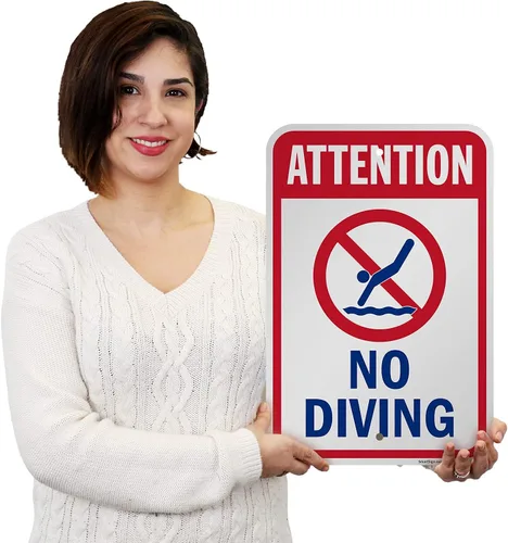 Miniatura 2 de SmartSign Letrero "Attention - No Diving" Aluminio de 12 x 18 pulgadas