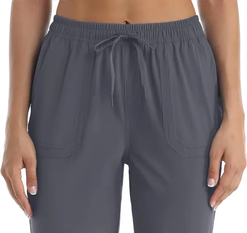 Miniatura 5 de TACVASEN Pantalones deportivos de senderismo para mujer, de secado rápido, ligeros, con cordón, Gris oscuro