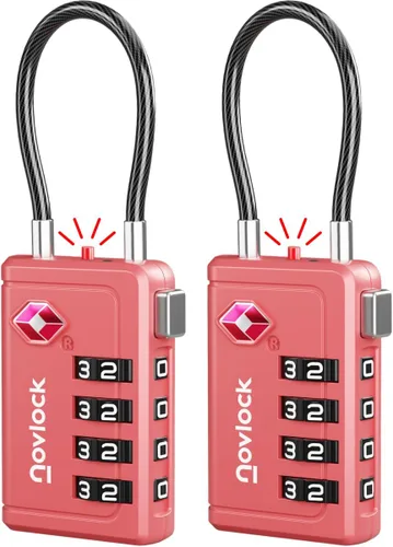 Miniatura 11 de Cerradura de equipaje aprobada por la TSA Indicador de inspección, combinación de 4 dígitos, aleación de zinc duradera para maletas, mochilas