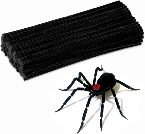 120 tallos de felpilla de pipa negra, tallos de chenilla, limpiadores de tuberías largos para manualidades, limpiadores de tuberías para rastas de