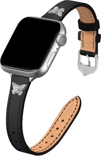 Miniatura 40 de JR.DM Correas de cuero delgadas compatibles con Apple Watch Band 1.496 in 1.575 in 1.614 in 1.654 in 1.732 in 1.772 in 1.811 in 1.929 in, correa