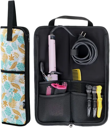 Miniatura 10 de WK IEASON 2 piezas de hierro plano para el cabello, bolsa de lona, resistente al calor, rizador de silicona, para herramientas de cabello, bolsa