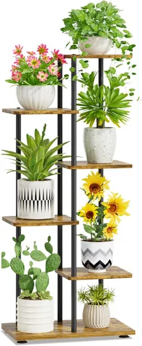 Miniatura 16 de iDavosic.ly Soporte para plantas con luz de cultivo para interiores y exteriores, estante de flores de metal de 4 niveles para macetas grandes