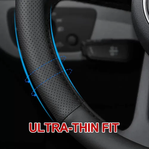 Miniatura 2 de HAOTULE Nueva Funda de cuero de napa para volante de automóvil, antideslizante, segura, suave, transpirable, envolvente completa, universal, 15