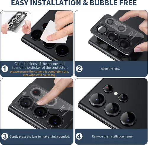 Miniatura 6 de Hoerrye Protector de lente de cámara para Samsung Galaxy S23 Ultra, compatible con fundas, vidrio templado 9H antiarañazos, círculo de protección