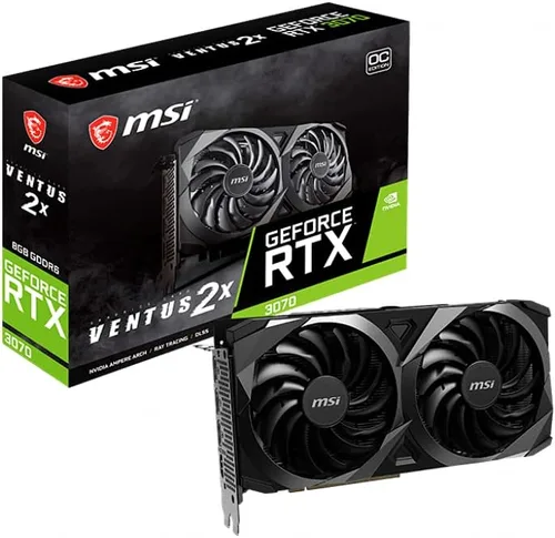 msi Tarjeta gráfica GeForce RTX 3070 LHR 8GB GDRR6 256-Bit HDMI/DP Nvlink Torx Fan 2 Ampere Architecture OC (RTX 3070 Ventus 2X 8G OC LHR)