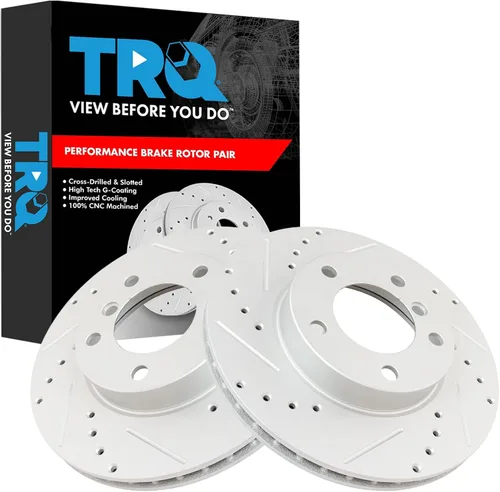 Miniatura 341 de TRQ Juego de rotores de freno de rendimiento trasero con revestimiento G premium compatible con Mazda 6 2014-2021
