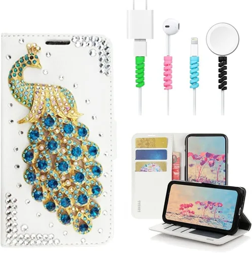 Miniatura 8 de Bling - Funda para Samsung Galaxy S21, diseño de pavo real en 3D, color negro
