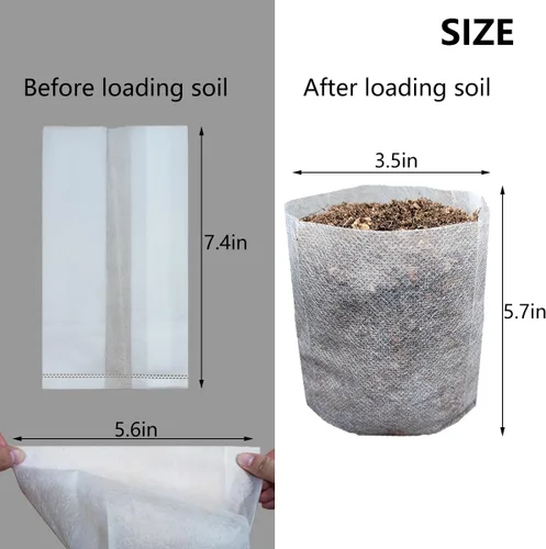 Miniatura 4 de Bolsas de cultivo de vivero Belit, 100 piezas de macetas de plántulas de tela, bolsa no tejida para semillas de plantas de jardinería, papa, flor