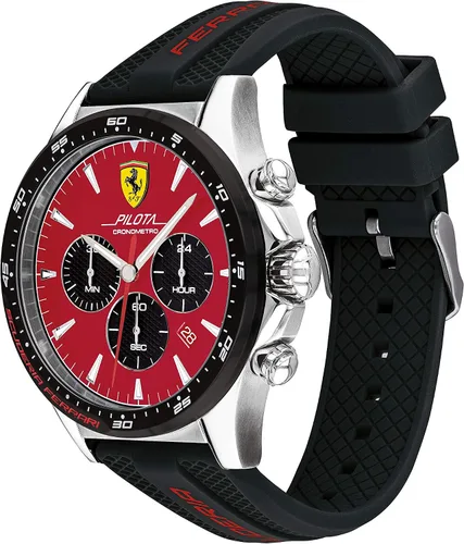 Miniatura 2 de Ferrari Pilota - Reloj de cuarzo de acero inoxidable con correa de silicona color negro 22 modelo 0830595