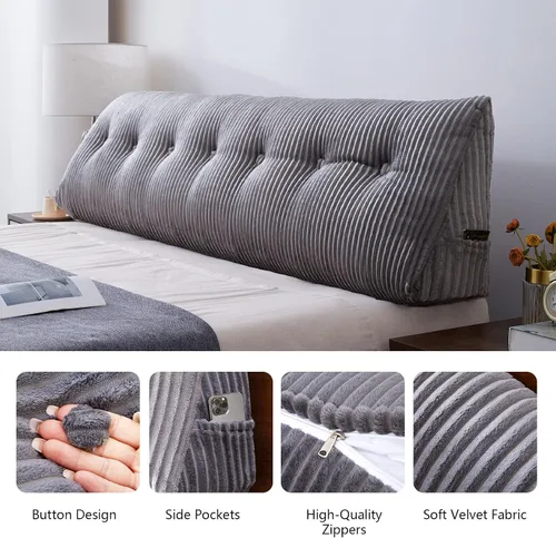 Miniatura 3 de Almohada Grande para Cabecero Almohada de Cuña para Cabecero Almohada de Descanso para Cama Almohada de Lectura Refuerzo Almohada Triangular