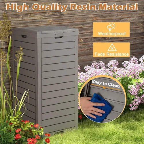 Miniatura 4 de Goplus Bote de basura para exteriores de 31 galones con tapa, cubo de basura exterior grande con bandeja de goteo para una fácil limpieza, se adapta