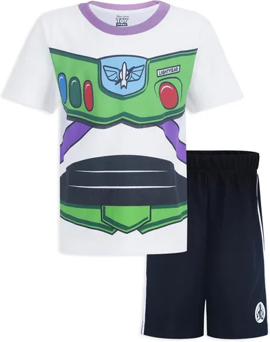 Disney Toy Story Buzz Lightyear - Conjunto de camiseta y pantalones cortos para niños pequeños y niños, color blanconegro
