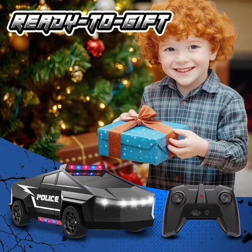 Miniatura 5 de Coches de policía para niños de 4 a 8 años – Auto a control remoto, camiones RC 1:22 de juguete para niños, auto RC con luz y espacio de carga