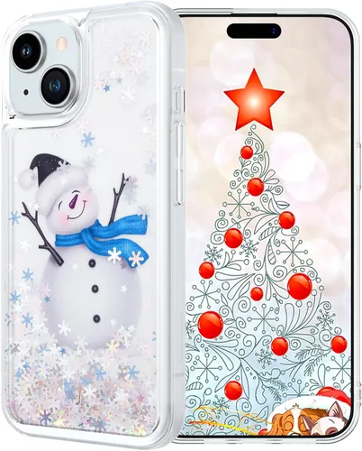 Miniatura 15 de Maxdara Funda de Navidad para iPhone 11, diseño de muñeco de nieve con purpurina líquida brillante cubierta bonita para niñas y niños, 6.1 pulgadas