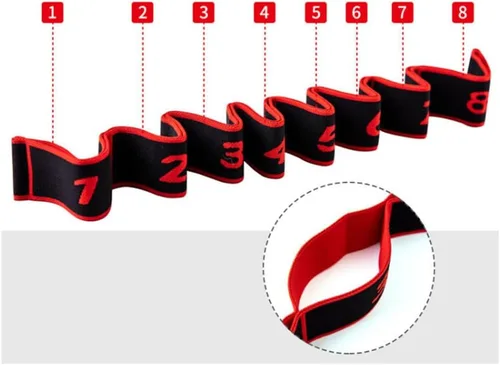 Miniatura 7 de Banda de resistencia para fitness, banda de resistencia numerada para estiramiento y yoga, equipo de entrenamiento de cuerpo completo para gimnasio