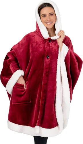 Miniatura 21 de PAVILIA Hooded Blanket Poncho for Women, Sherpa Shawl Wrap with Hood, Cozy Warm Wearable Throw with Pockets, Gift for Mom Azul marino