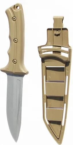 Miniatura 2 de zonzxcv 2 cuchillos falsos de utilería para niños, cuchillo falso inofensivo y seguro para fiesta de Halloween de 10 pulgadas (caqui)