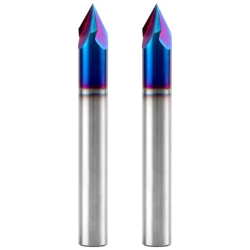 Miniatura 13 de EANOSIC Broca de enrutador de ranura en V de 15 grados, vástago de 1/4 pulgadas, broca de carburo sólido con revestimiento azul nano para grabado