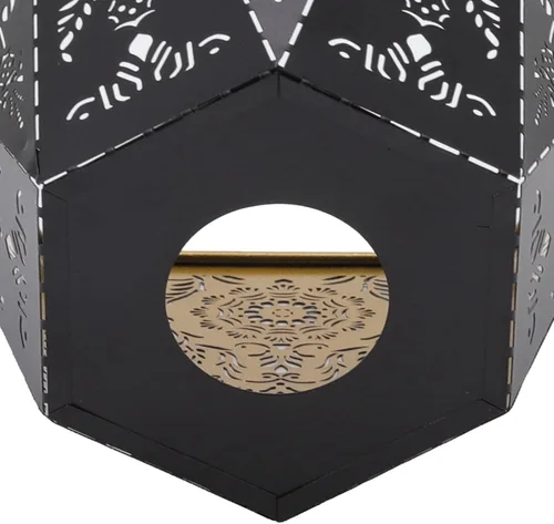 Miniatura 8 de Akozon Pantalla de lámpara moderna escandinava E27 E26 de hierro forjado hexagonal tallada para dormitorio mesita de noche Deco ion