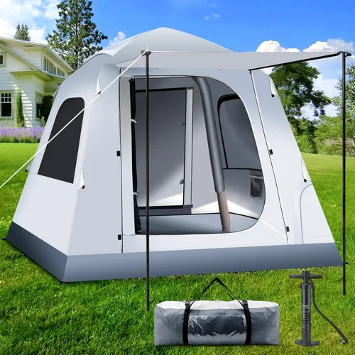 Miniatura 8 de Quick Inflatable Camping Tent 3-4 Person Glamping Outdoor Air Blow Up Tents, Easy Set up,Rainfly & Waterproof Inflatable House Tent for Adults