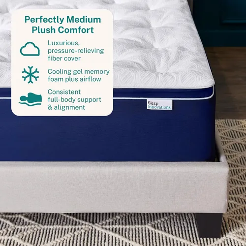 Miniatura 2 de Sleep Innovations Skyler - Colchón de espuma viscoelástica de gel refrescante de 12 pulgadas, parte superior de almohada de relleno de fibra