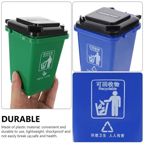 Miniatura 2 de Alipis 2 mini botes de basura y reciclaje en la acera de basura para bolígrafos, lápices, soporte para brochas de maquillaje, organizador