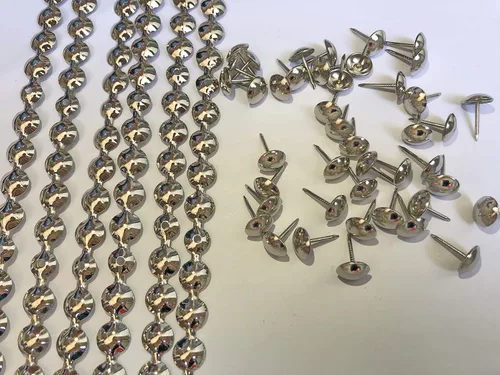 Miniatura 6 de decotacks® Clavos para tapicería, 10 tiras largas de 1.1 yardas, pueden cubrir 11 yardas (latón envejecido margarita, 7/16 pulgadas (0.433 in)