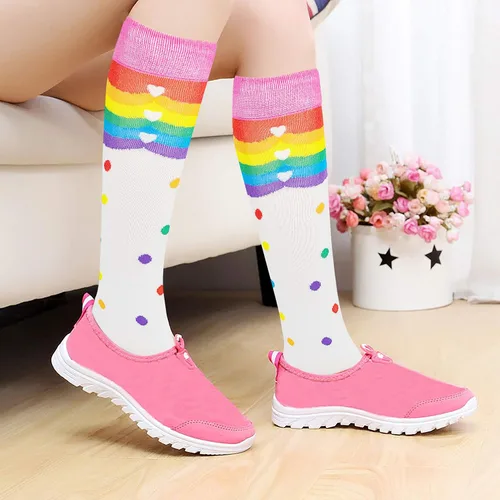 Miniatura 3 de 6 pares de calcetines altos hasta la rodilla con estampado multicolor para mujer