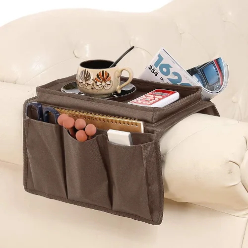 Miniatura 12 de Organizador para sofá, reposabrazos, sillón, sillón, bolsillo de almacenamiento con 8 bolsillos, soporte para control remoto de TV, bolsa de #C