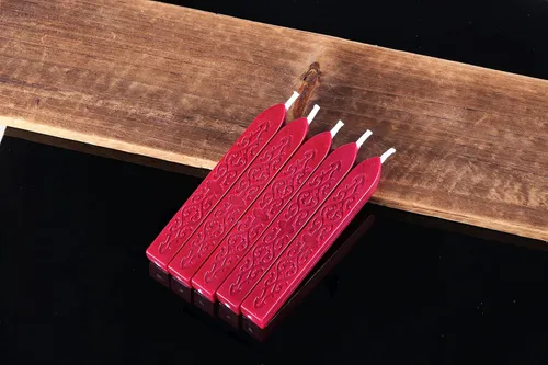 Miniatura 6 de Yoption 5 varillas de cera de sellado con mechas para sellos de cera, tarjetas de Navidad, invitaciones de boda, embalaje de vino, envoltura de Rojo
