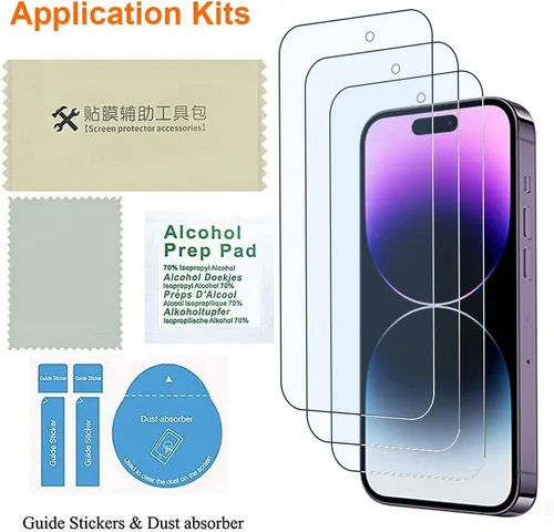 Miniatura 2 de Protector de pantalla para iPhone 14 Pro, protector de pantalla de luz azul, paquete de 3 unidades, vidrio templado antiluz azul para iPhone 14 Pro