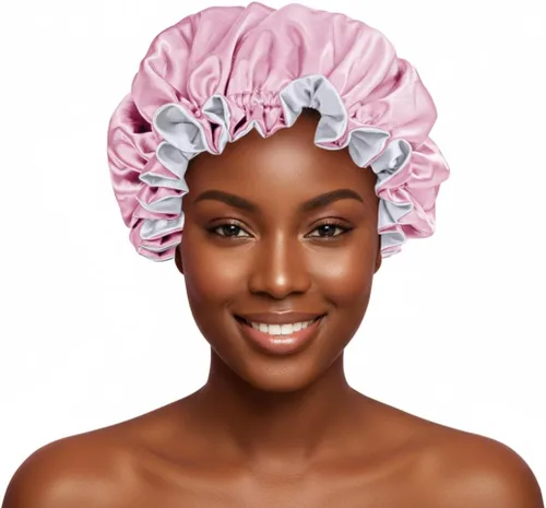 Miniatura 8 de Gorro de pelo para dormir, gorro de noche con clip ajustable, gorro reversible para el cabello para mujer, gorro de satén de seda