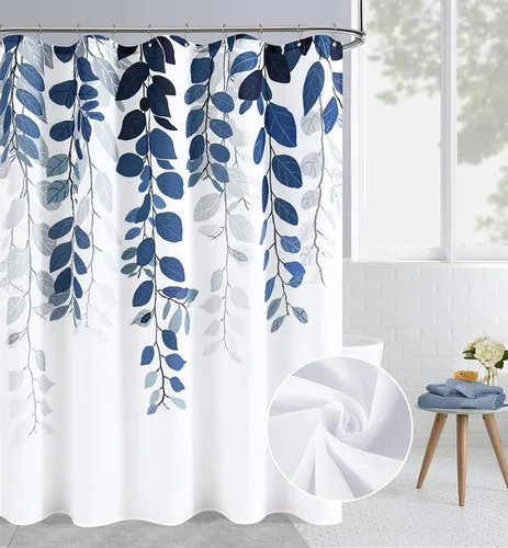 Miniatura 48 de BOODII Cortinas de ducha negras de 36 x 72 pulgadas, cortina de ducha de eucalipto de primavera para baño, cortina de baño con textura de flameado