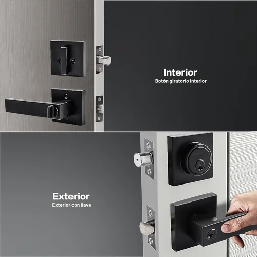 Miniatura 5 de Juego de cerraduras de puerta delantera, juego de cerradura de puerta exterior, manija de puerta con cerradura de cerrojo de un solo cilindro