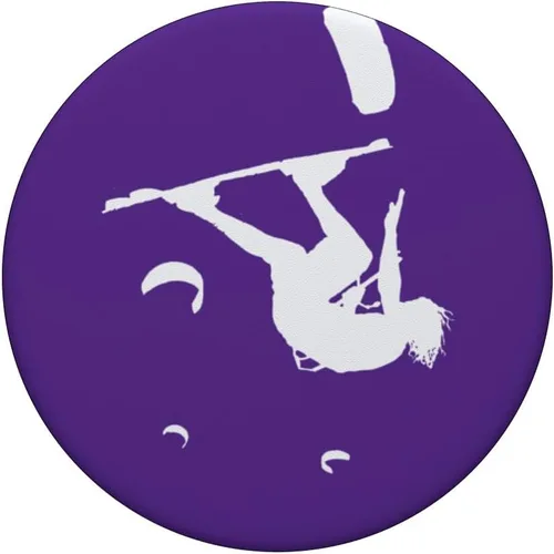 Miniatura 3 de Kitesurfer Somersaulting White Vector Silhouette PopSockets Standard PopGrip