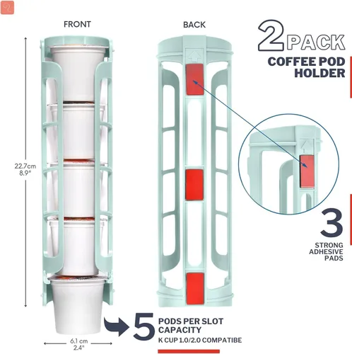 Miniatura 6 de STORAGENIE Soporte para cápsulas K para Keurig, almacenamiento de cápsulas de café, montaje lateral montaje en pared, perfecto para mostradores
