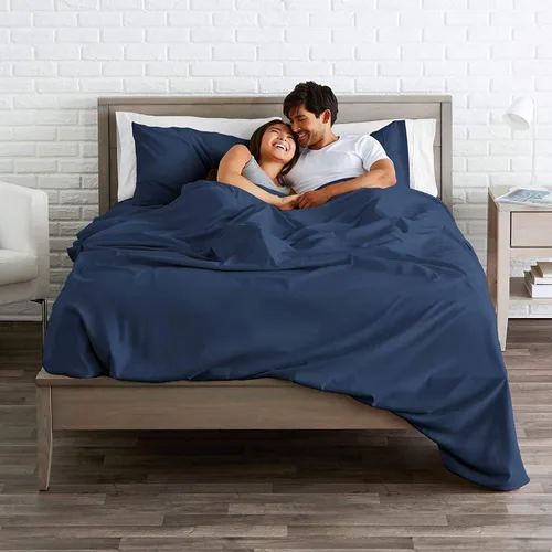 Miniatura 4 de Sábanas de algodón de parcal de 600 hilos para cama de tamaño doble, sábanas de algodón de percal, tamaño doble, doble bolsillo, sábanas de algodón