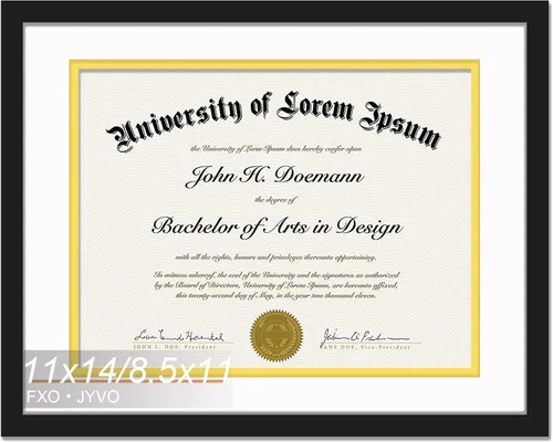 Miniatura 14 de Fxojyvo Marco de diploma negro 11x14, marco para documentos 8,5 x 11 con alfombrilla o 11 x 14 sin alfombrilla, marco para certificado