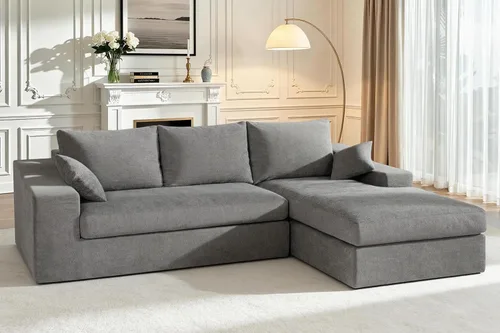 Miniatura 31 de HABUTWAY Sofá modular modular de 101 pulgadas con asiento profundo, moderno sofá convertible en forma de L, sofá tapizado con diván para sala