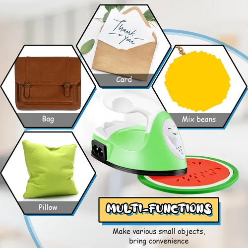 Miniatura 3 de Honoson Mini plancha para manualidades, pequeña máquina de transferencia de calor portátil con tela de malla, almohadilla de tela de silicona, Verde