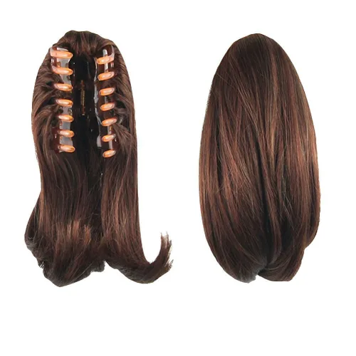 S_SSOY Extensión de pelo sintético de 10 pulgadas para mujer, con clip de garra recta corta, cola de caballo, extensión de pelo sintético para niña,
