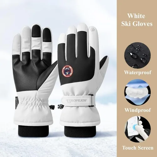 Miniatura 8 de JJZS Guantes de nieve de esquí de invierno para hombres, mujeres, jóvenes Guantes de calentamiento de manos impermeables para pantalla táctil