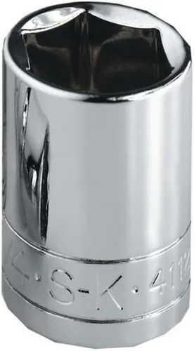 SK Professional Tools 48223 - Enchufe de acero forjado en frío con acabado SuperKrome, de 6 puntos, estándar métrico, cromado de 0.98 pulgadas,