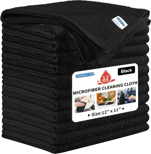 Miniatura 9 de Paño de limpieza de microfibra, paquete de 12 trapos de limpieza Biege, paños de limpieza de 12 x 11 pulgadas, paños de lavado sin pelusas, toallas